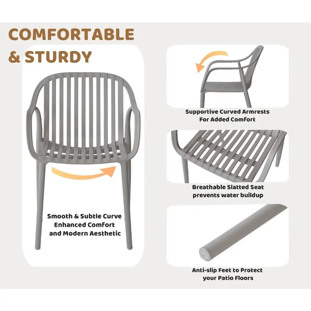 Weather-Resistant Garden or Balcony Furniture for Cafe,5-Piece Outdoor Patio Dining Set – Square Table with 4 Stackable Chairs