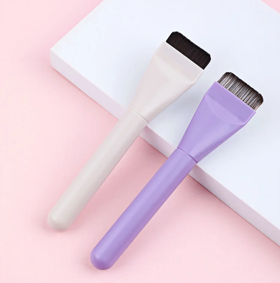Brocha para base líquida con logotipo personalizado, brochas de maquillaje superiores planas más finas, brocha para máscara individual, productos de belleza Kabuki, venta al por mayor, 10 unids/lote