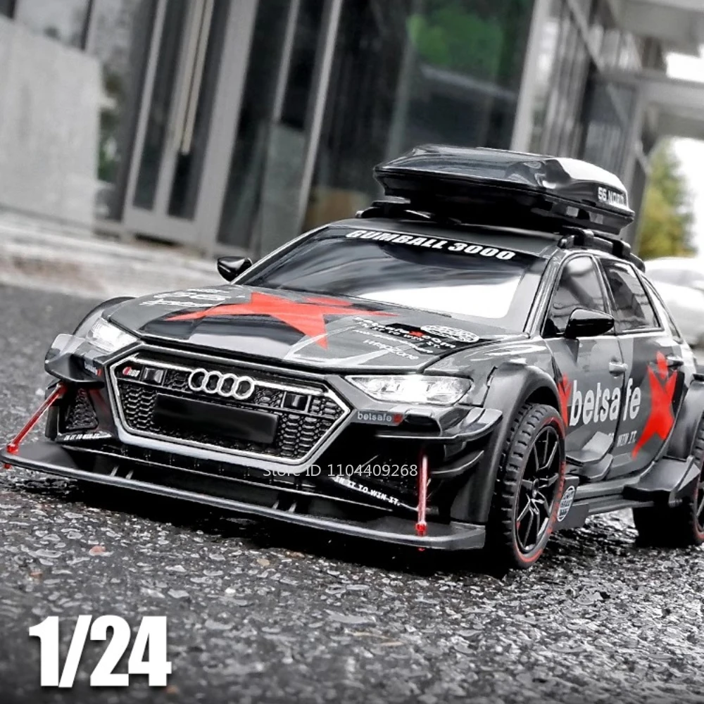 1:24 RS6 R8 V10 플러스 스포츠카 모델 장난감 다이캐스트 금속 시뮬레이션 사운드 라이트 Supercar 모델 컬렉션 어린이 장난감 선물