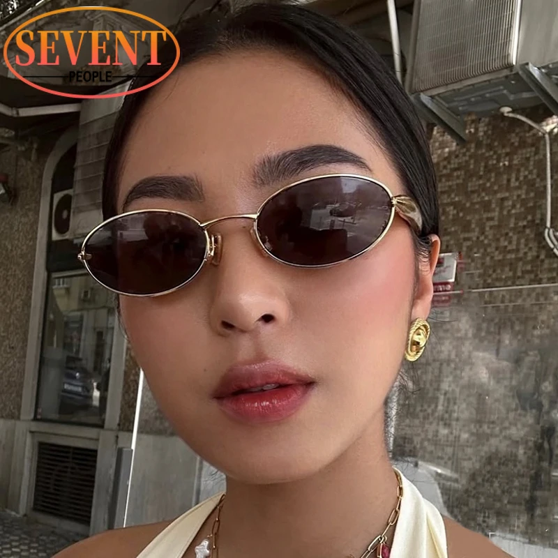 

Small Frame Oval Punk Sunglasses Women 2025 Luxury Brand Vintage Metal Outdoor Sun Glasses For Ladies Retro Driving Shades UV400