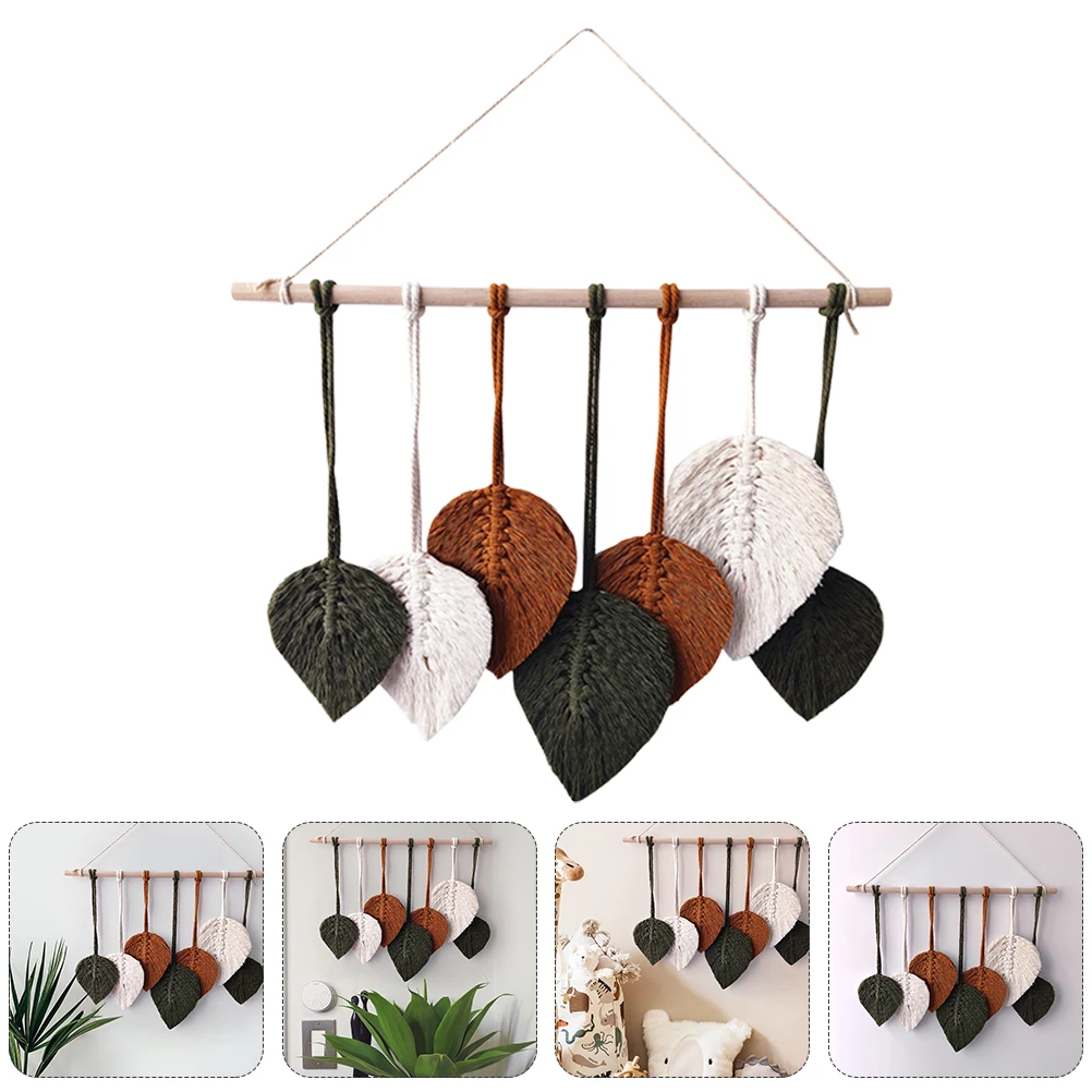 

Leaf Shape Wall Hanging Large Woven Macrame Tapestry Bohemian Decor Rustic Minimalist Farmhouse Bedroom Dorm Room Ornament