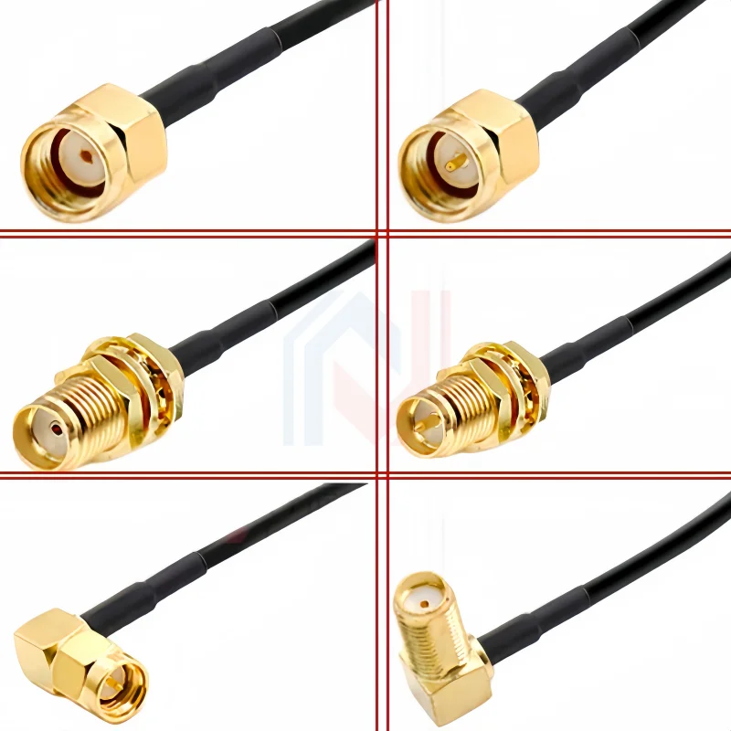 RP-SMA SMA Connector Male to Female Extension Cable Copper Feeder Wire for Coax Coaxial WiFi Network Card RG174 Router Antenna