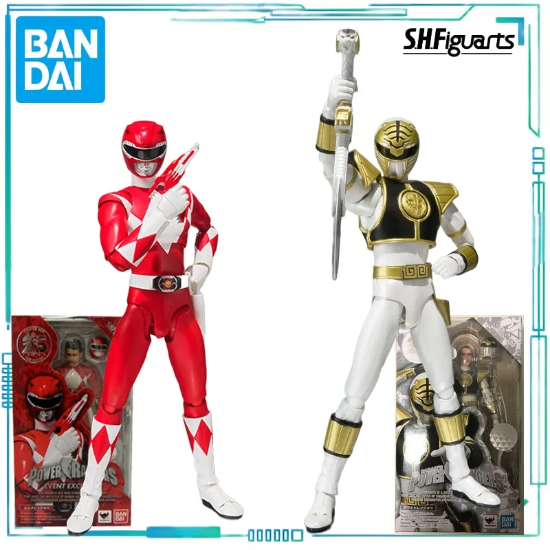 BANDAI Genuine S. H. Figuarts Series Super Sentai Series MMPR Red Dress Club Limited Edition，MMPR in White Movable Model Gift