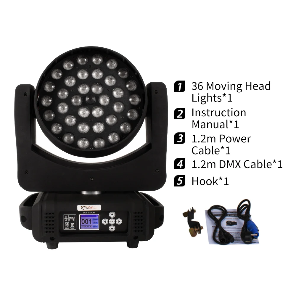 LED-Leuchten Wash Zoom 36x18W RGBWA+UV Moving Head Beleuchtung für professionelle DJ-Ausrüstung Effekt DMX Disco Party Bühnenbeleuchtung