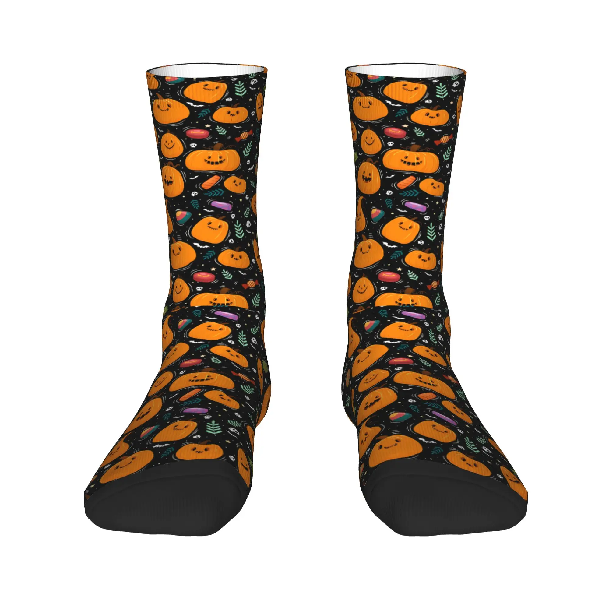 Halloween Pumpkin Fall Art Socks  Novelty Stockings Autumn Non Skid Men Socks Breathable Design Skateboard Socks