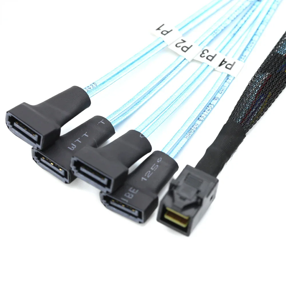 Reliable Mini SAS HD SFF-8643 to 4 SATA 7Pin Male Cable for Data Transfer