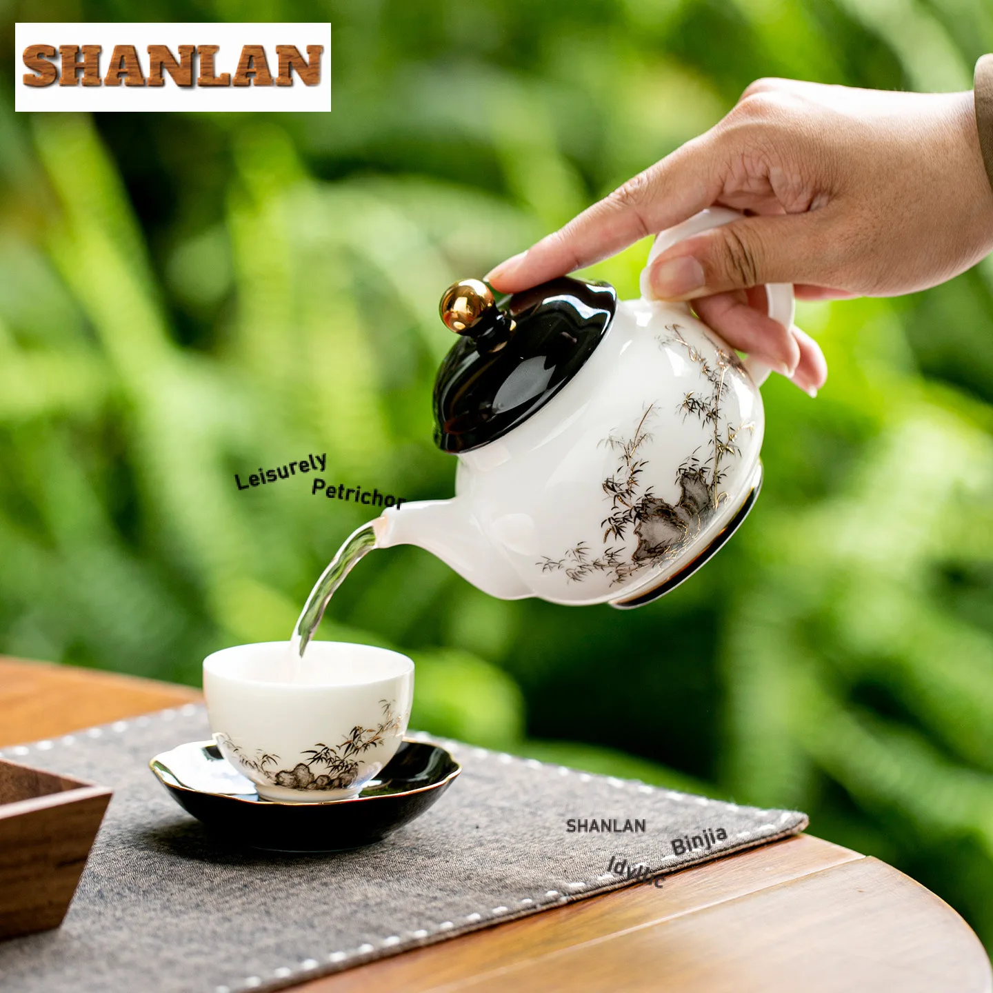 250 مللي Taihu حجر الخيزران اليشم الخزف إبريق الشاي اليابانية الشاي Infuser وعاء الشاي تمرغ غلاية مع مرشح Teaset لوازم الحلي #3