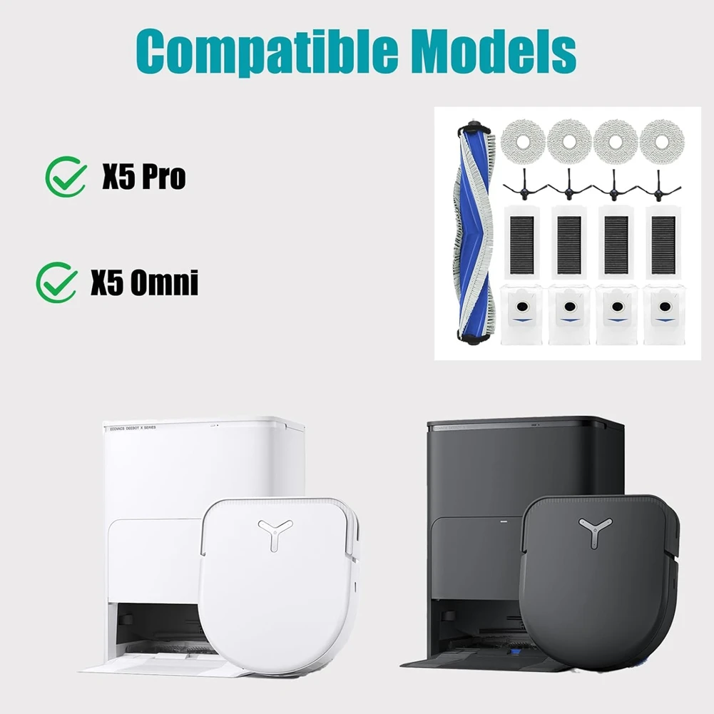 Beliebt für Ecovacs Deebot X5 Pro, X5 Omni Roboter-Staubsauger, Hauptseitenbürste, HEPA-Filter, Mopptuch, Staubbeutel, Zubehör