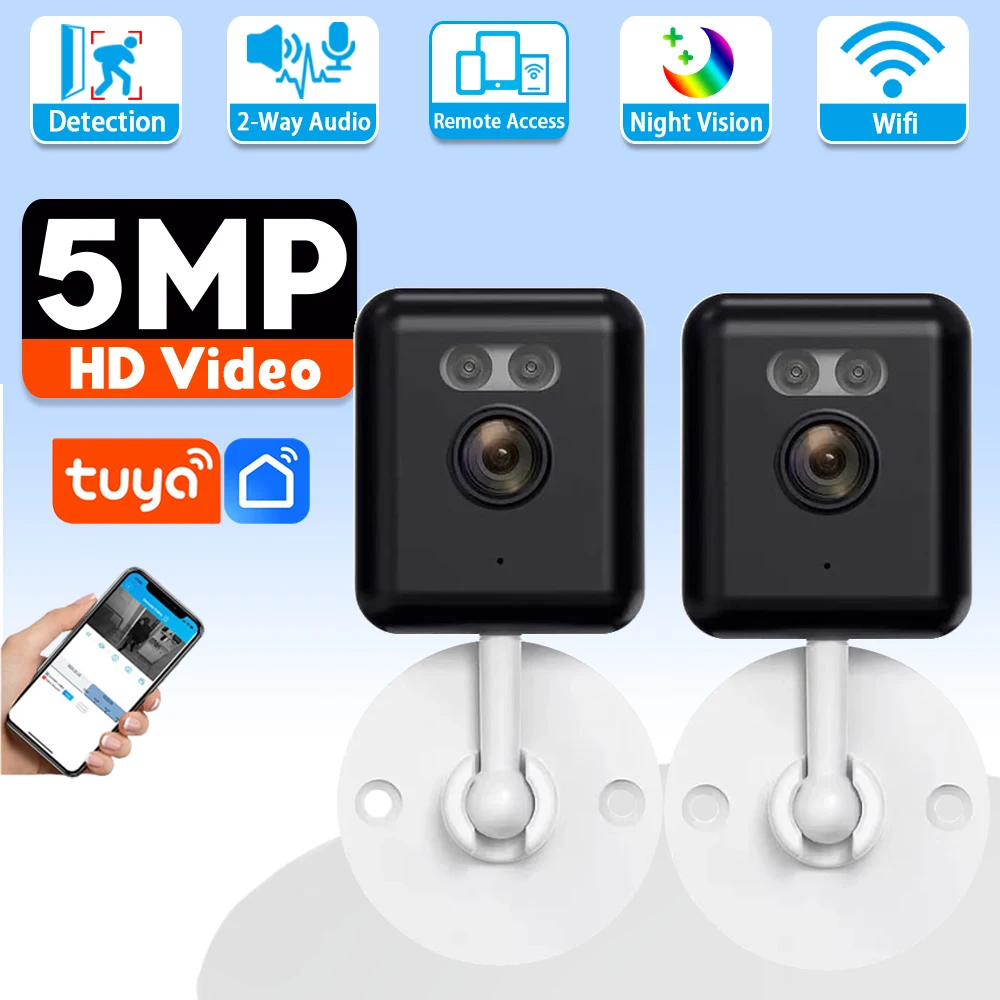 Tuya Smart 5MP Indoor Mini Video Surveillance Camera Wifi Wireless Security CCTV Camera Motion Detection Smart Life Baby Monitor