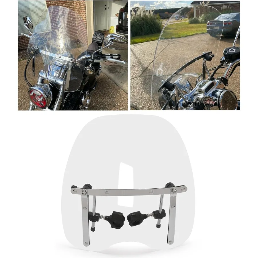 

19"x17" Clear Windshield Universal Compatible with Harley Davidson Honda Magna Shadow Spirit Sabre Kawasaki Vulcan Vn Yamaha