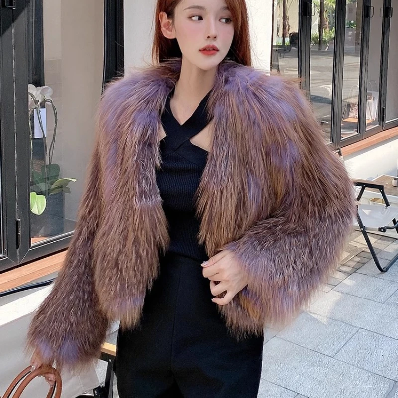 Moda Zima 2025 Nowe Prawdziwe Naturalne Paski z Futra Lisa Szew Toghter Krótki Styl Cienkie Futra Luksusowe Puszyste Grube Ciepłe Kurtki