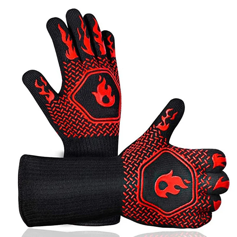 BBQ gloves Flame retardant fire resistant high temperature gloves 800 degrees heat proof oven gloves