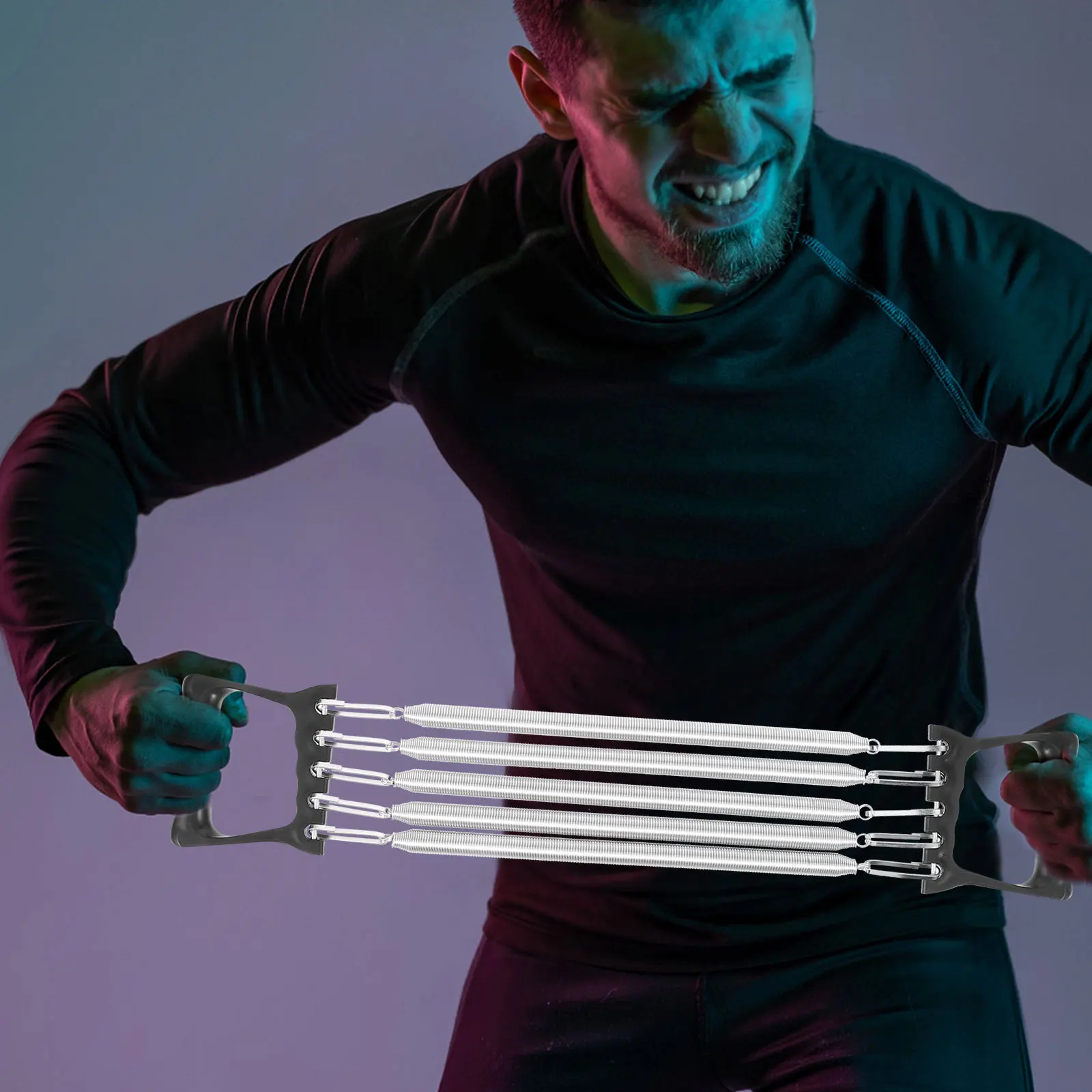 

Adjustable Grip Strength Trainer Workout Chest Exerciser Spring Steel Chest Expander Fitness Exerciser For Men Detachable Design