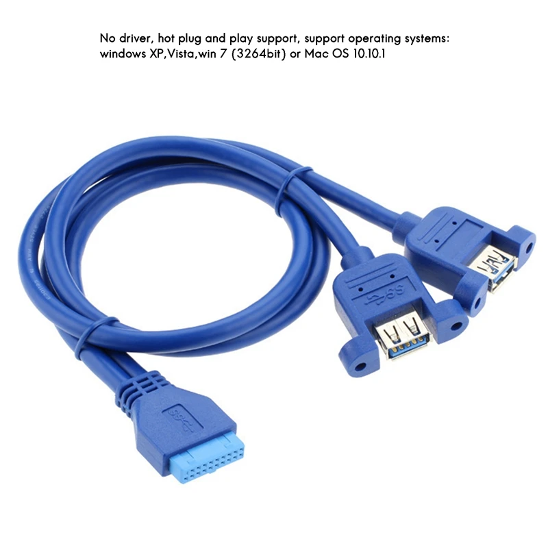 20Pin To USB3.0 Chassis Rear Bezel Cable 1 Point 2 Dual USB3.0 To Motherboard 20Pin To Extension Cable With Ear