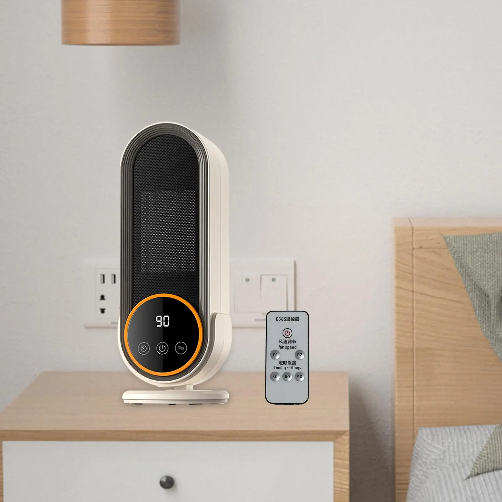 Calentador de espacio para habitación con Control remoto, calefacción rápida sin aspas, enchufe europeo de 220V, sin aspas, para escritorio de oficina, multiusos