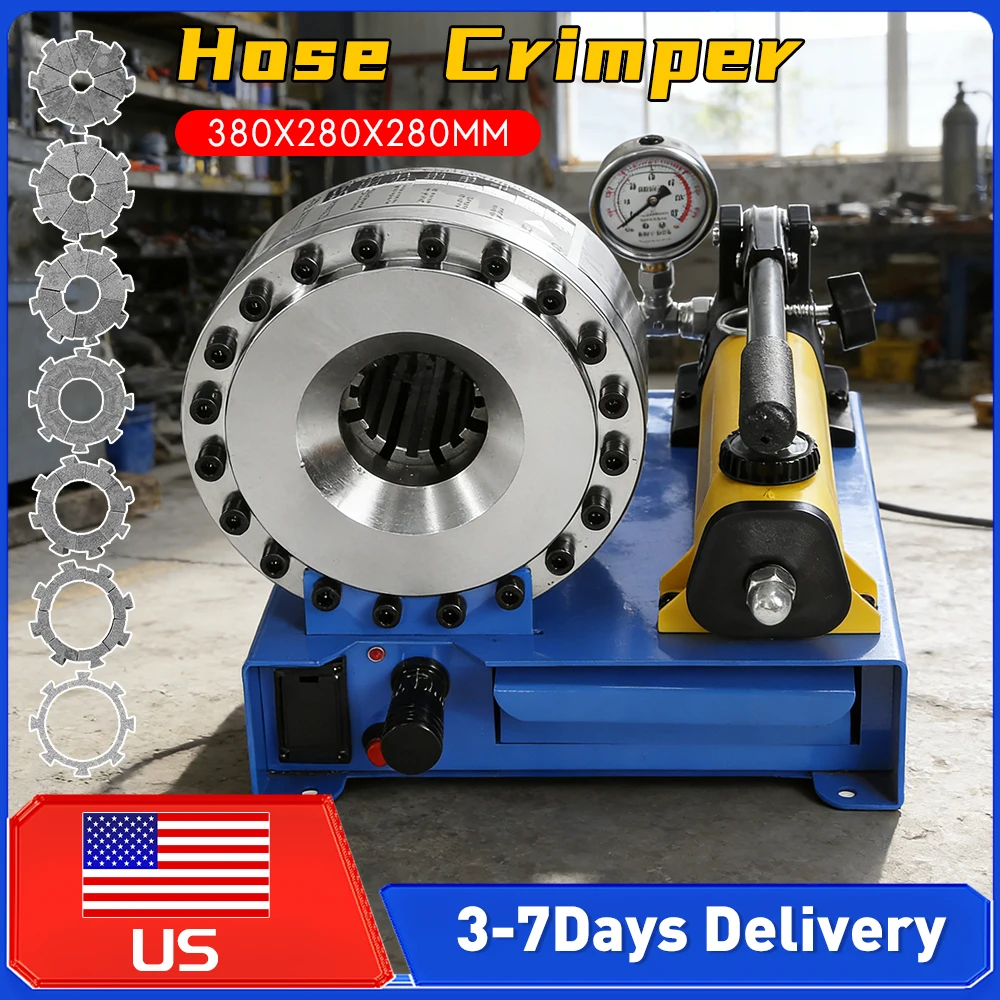 

Hose Crimper Mchine with 7 Sets of Dies Manually Hydraulic Crimping Machine Hose Crimping Tool Crimps Single And Double Braided