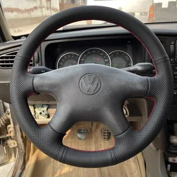 100% Fit For Volkswagen Transporter T4 2000-2002 Santana 2004 Auto Parts Hand-stitched Genuine Leather car steering wheel cover