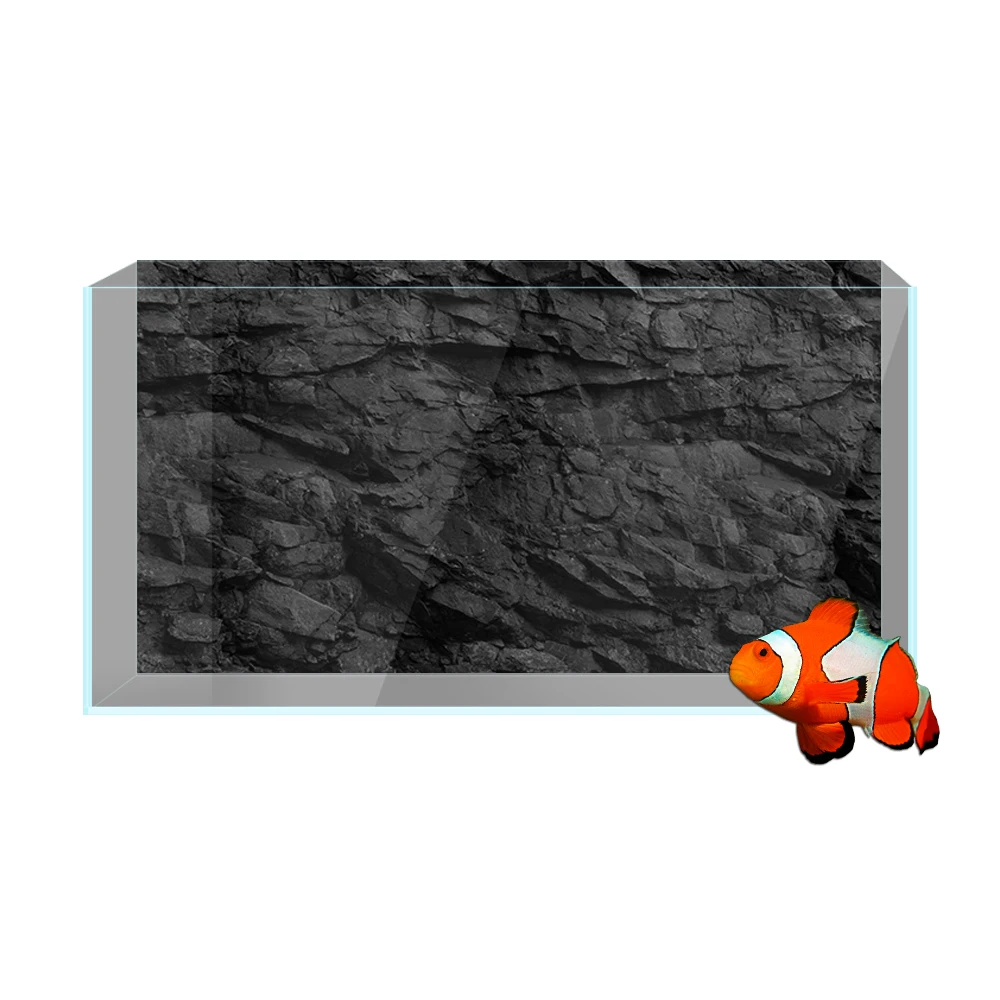 Aquarium Background Sticker, Rock Stone Wall  HD Printing Wallpaper Fish Tank Backdrop Decorations PVC