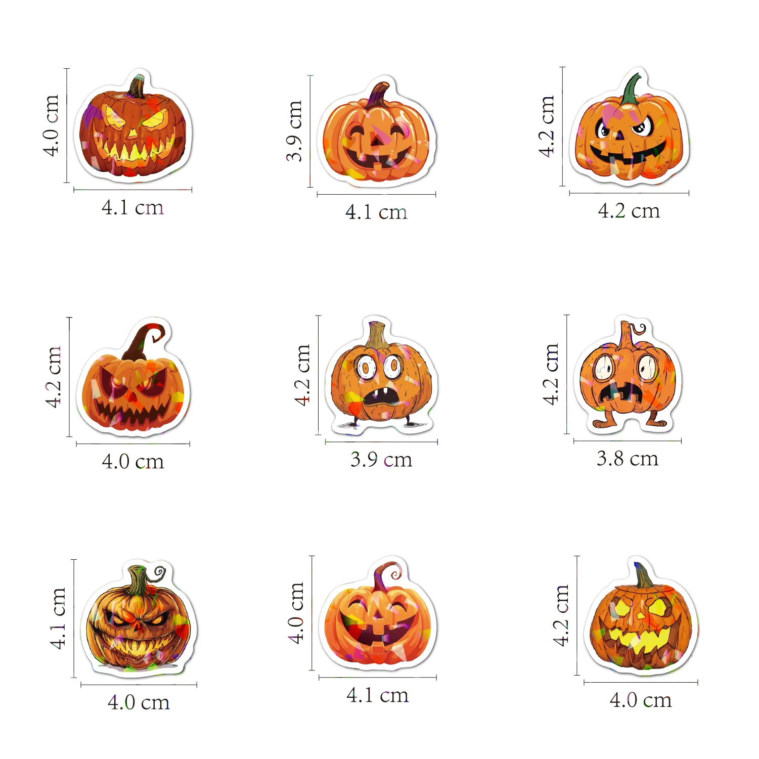 50 pcsLaser Halloween Stickers Pumpkin Sticker Holographic Laser Flash Sticker for Gifts Cups Waterproof Halloween Stickers