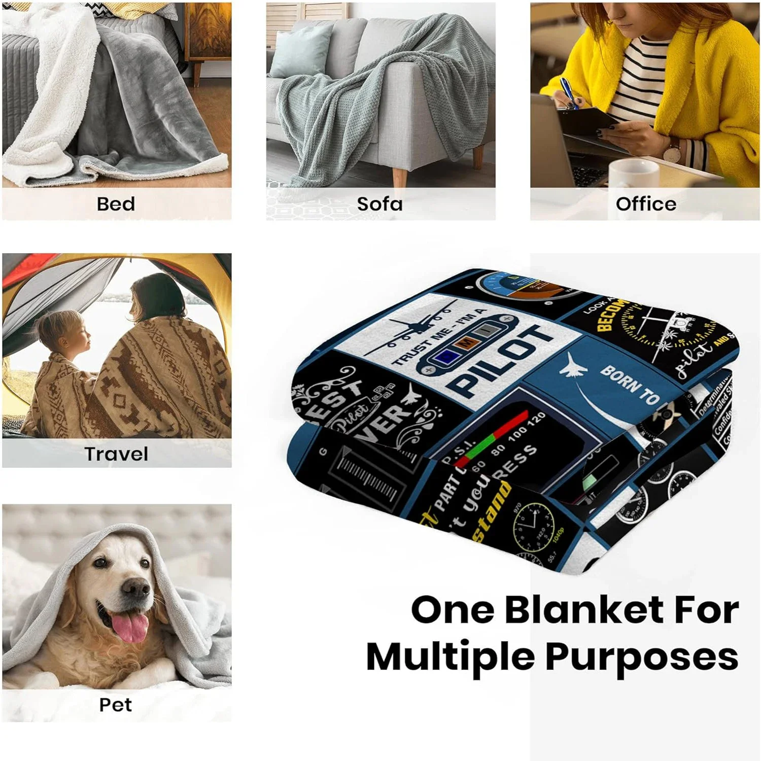 Pilot gifts, aviation gifts, pilot aviation blankets, pilot gifts, aviation pilot instrument gifts blankets, super soft blankets