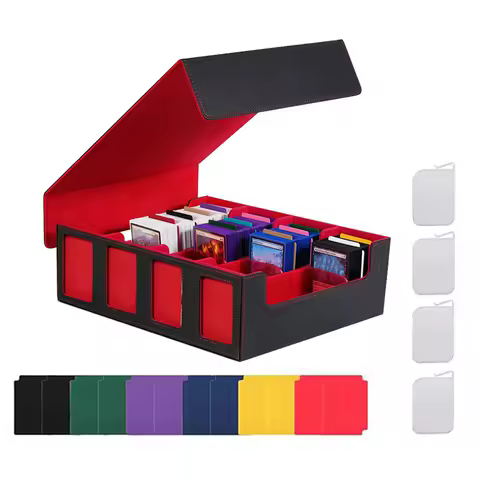 Trading Card Storage Box With Window, 4-Row Deck Case With Removable Lid,Card Deck Box For Game Sports Card