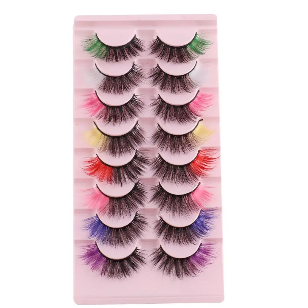 8-Paar-Set, bunte falsche Wimpern, wiederverwendbar, dramatische künstliche Wimpern, Cosplay, einzigartiger Stil, individuelle Wimpern, Bühnen-Make-up