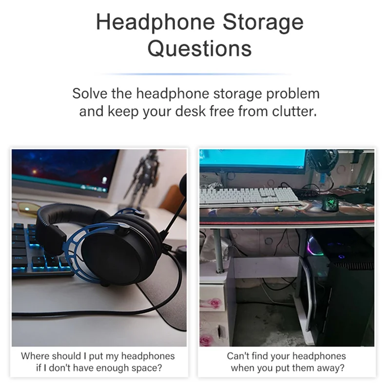 T82C ขายร้อน-Clip-On ชุดหูฟัง Z20 Clip-On ตะขอแขวนชุดหูฟัง Universal แขวนโลหะเดสก์ท็อป Countertop Hooks วงเล็บ,Si