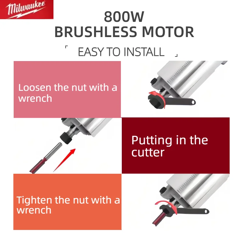 Milwaukee 800W 30000RPM Cordless Electric Trimmer Brushless Compact Router 5-Speeds Woodworking Trimming Machine For 18V Battery