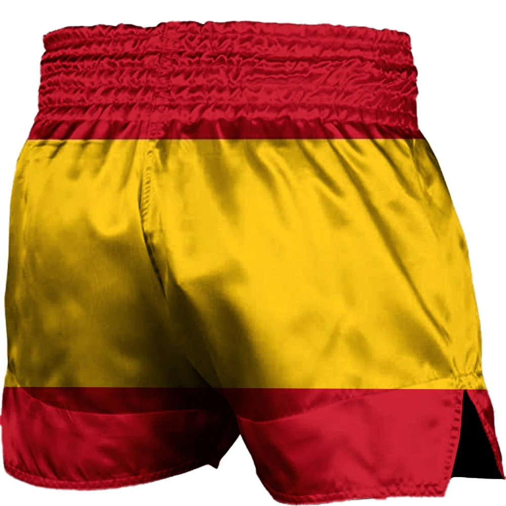 Spanish Flag Fighting Shorts Kids Adult Gym Sports Judo Taekwondo Thai Boxing Shorts