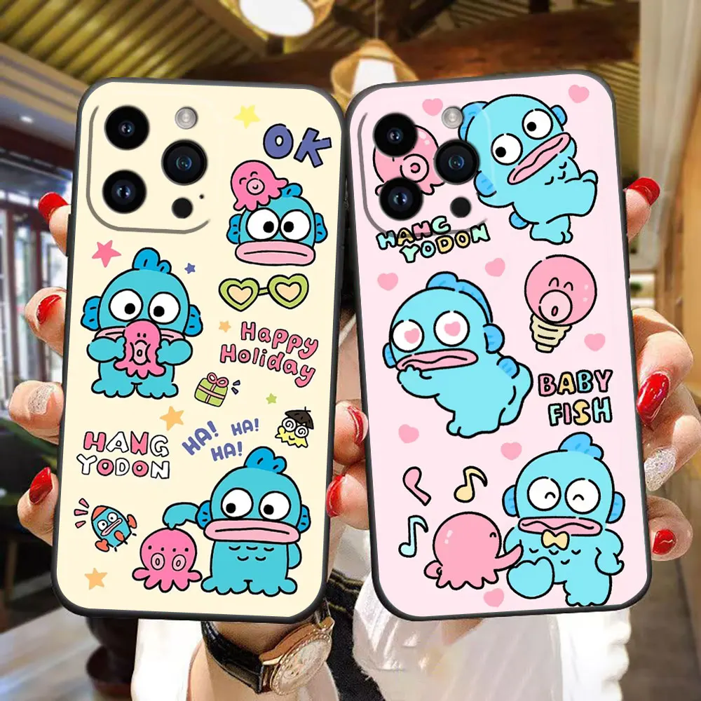 Cute Baby Fish Hanton Monster Phone Case For iphone 16 15 14 13 12 11 Pro XS Max Mini X SE 2020 2022 8 7 6 5 Case Funda Shell