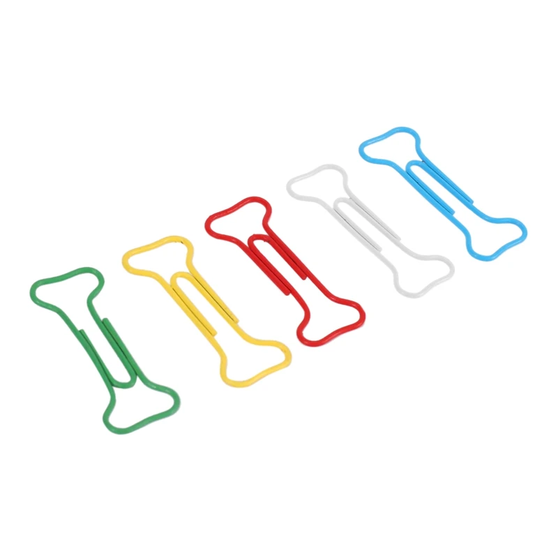 100pcs Forma di Osso Multicolor Metallo Carta Pinze