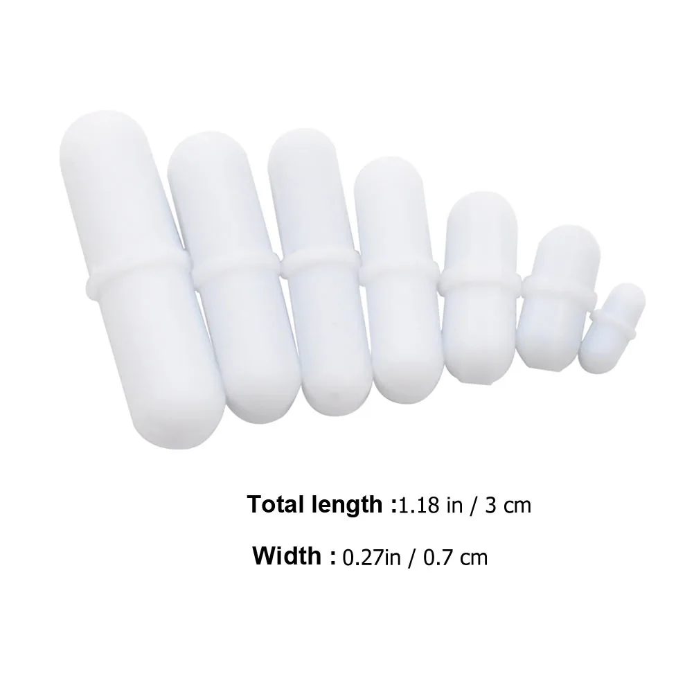 7Pcs Magnetic Stir Bar Set 10mm 20mm 30mm PTFE Coated Stirrer Bars for Lab Mixing White Mixer Rod