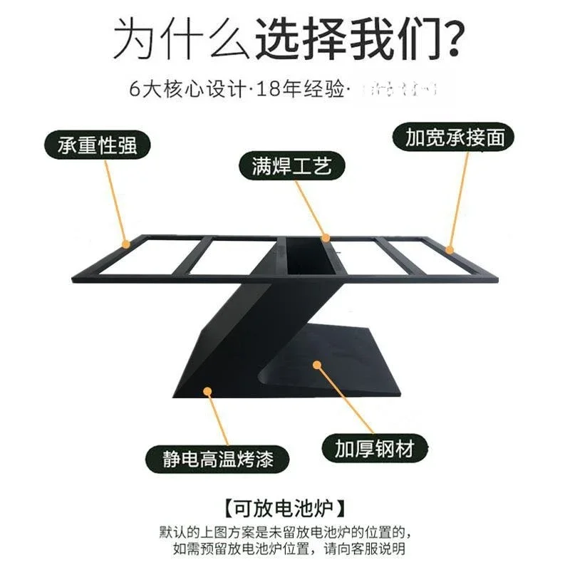 โต๊ะอาหารหรูหราสไตล์มินิมอล โครงเหล็กแผ่นแข็ง ท็อปหิน ขาโต๊ะเหล็กดัด พร้อมขาตั้งโต๊ะ