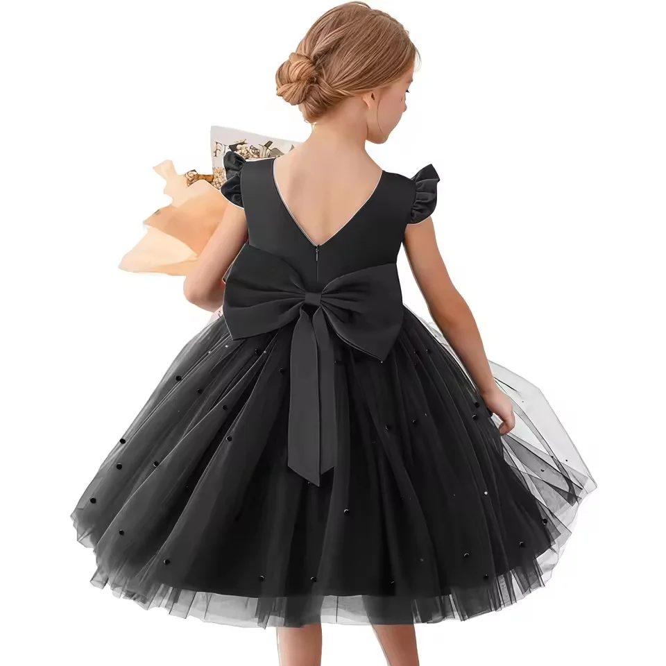 Children's Dresses Kids Girl Princess Dress For Birthday Girls Party Dresses Elegant Bridesmaid Wedding Dress Bowknot Prom Dress