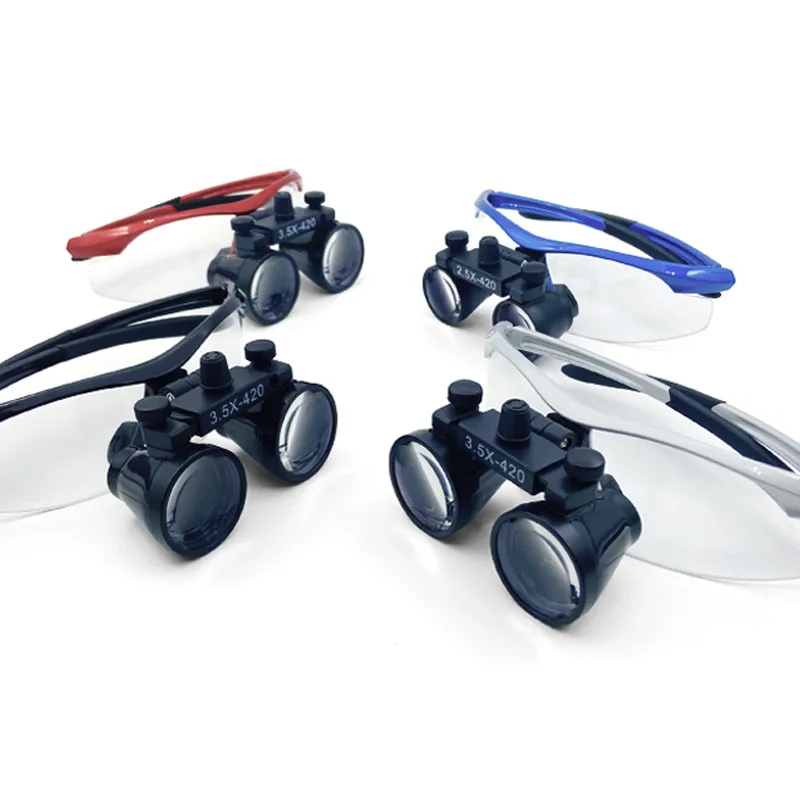 Lupas dentales lupa Binocular 2,5X 3,5X aumento negro/rojo/azul/plateado lupa médica lupas de cirugía Dental