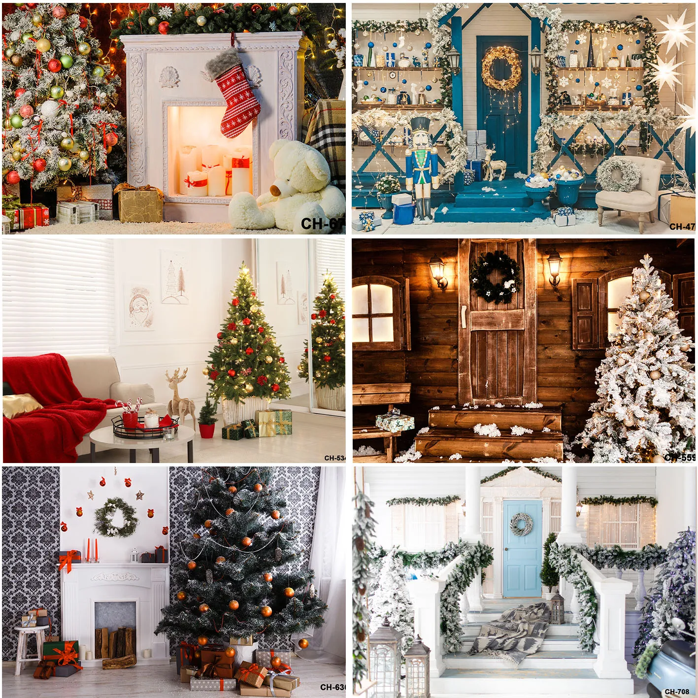 Merry Christmas Photographic Backgrounds Children Family Holiday Party Home Indoor Decoration Custom Banner Backdrops Photocall