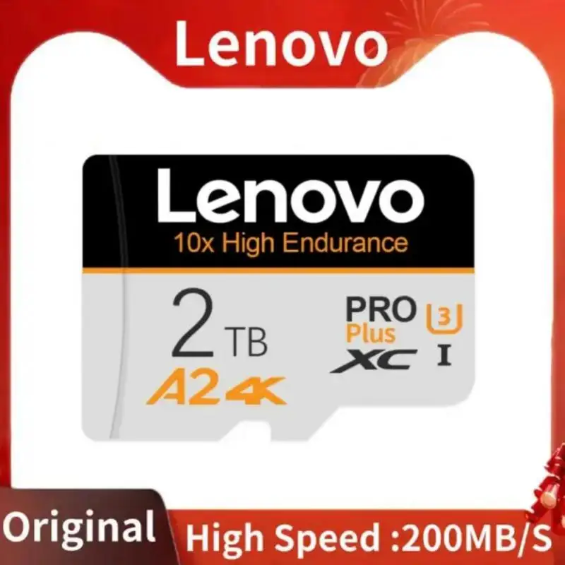 Lenovo-Cartão SD para Câmera PC, Flash SSD Cards, 2TB, 1TB, 512GB, 256GB, 128GB, Alta Velocidade, Micro TF, U3, 4K, V10