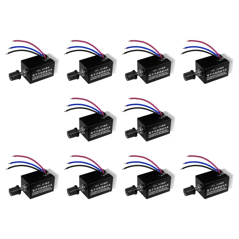 10Pc Motor Speed Regulator DC 12V/24V 10 A Motor Speed Controller Switch For Car Truck Fan Heater Control