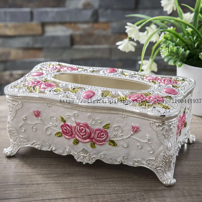 صندوق مناديل معدني على الطراز الأوروبي بتصميم عتيق للمنزل والفندق KTV صندوق مناديل إبداعي مجوف ومنحوت لغرفة المعيشة وغرفة الطعام #1