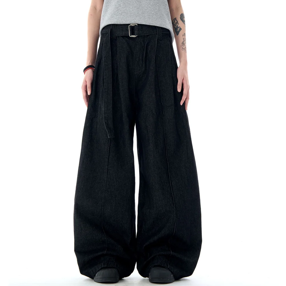 Men Streetwear Vintage Fashion Cleanfit Loose Casual Wide Leg Harem Jeans Denim Trousers Male Scimitar Baggy Pants Jeans