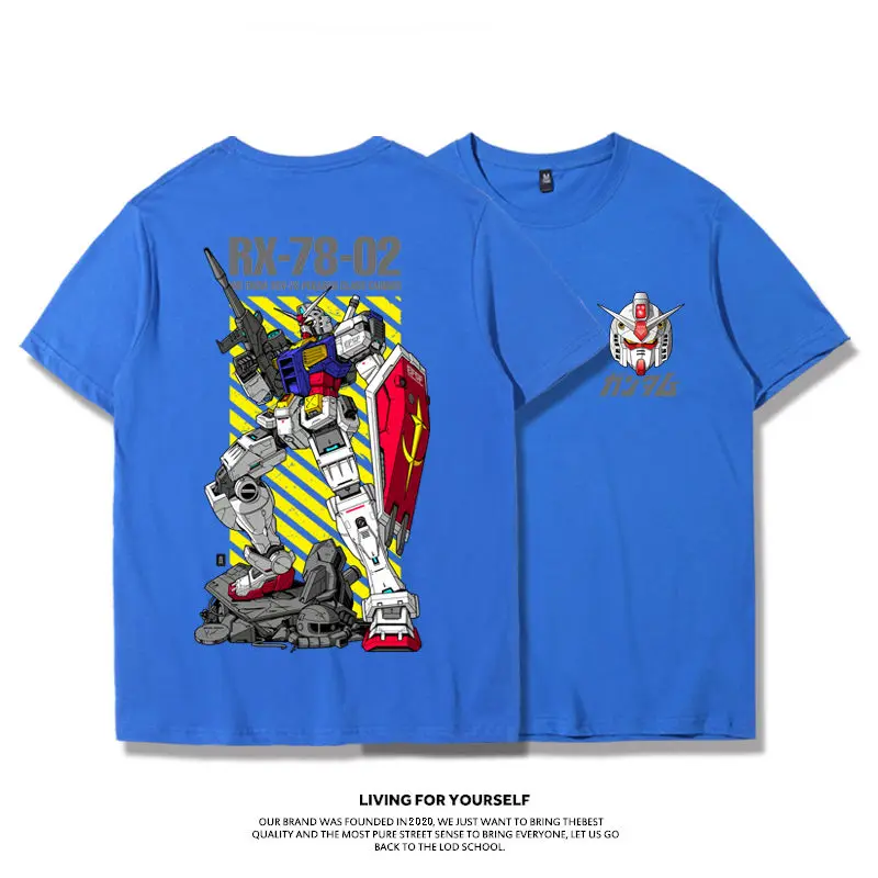 Mobile Suit Gundam joint T-shirt hommes japonais ins tide marque dessin animé animation impression pur coton manches courtes en vrac