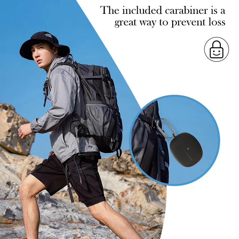 Silicone Protective Case Compatible with Baseus Bowie MC2 Open-Ear Clip Earbuds Shockproof Earphones Cover with Carabiner view 5