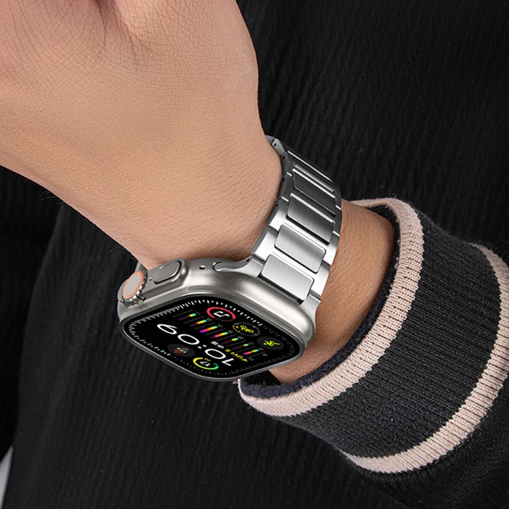 Tali Baja Tahan Karat untuk Jam Tangan Apple 49Mm Tali Ultra 2 1 Seri 10 46Mm 42Mm Tali Pas Cepat Iwatch 9 8 7 6 SE 4 5 45Mm 41 40Mm