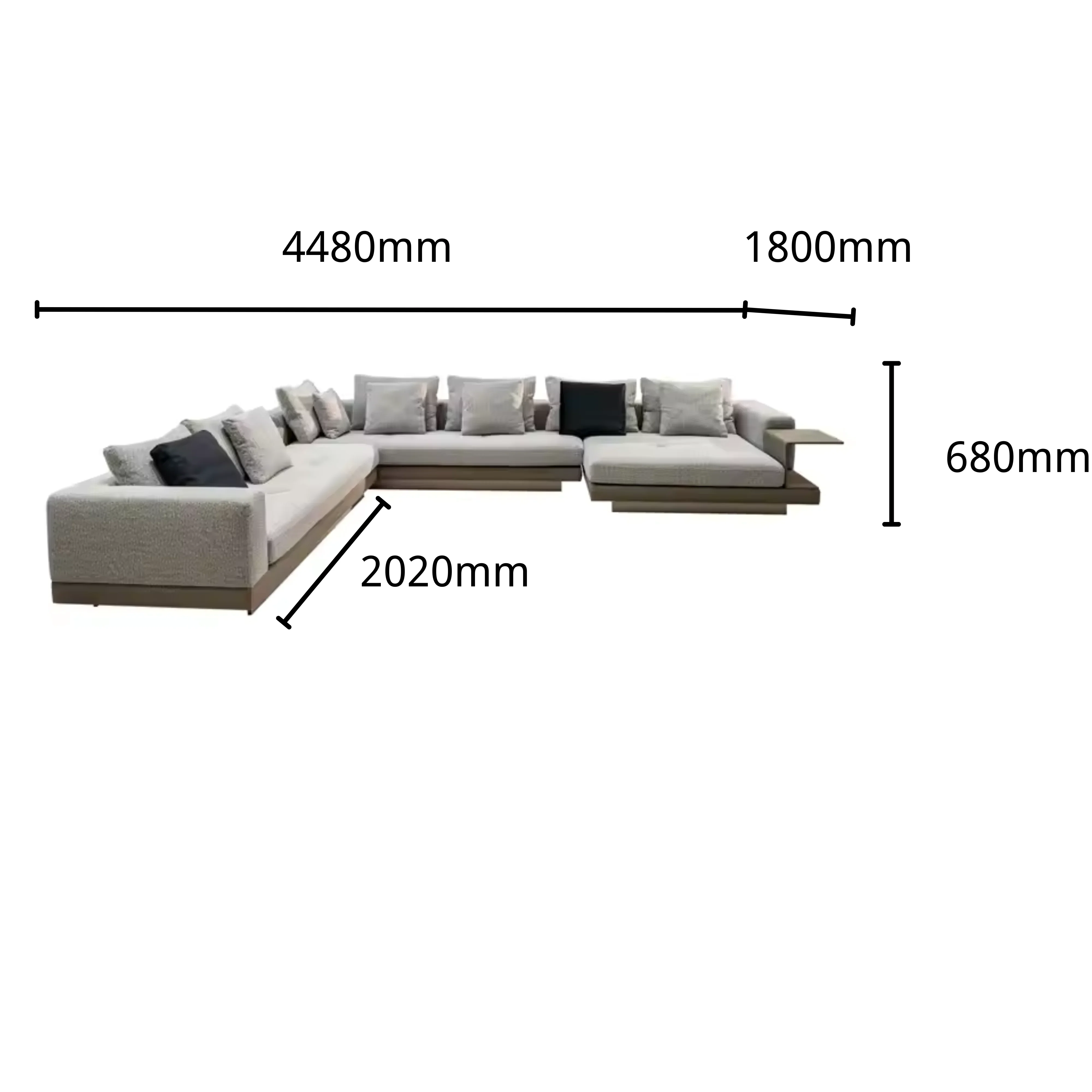 High Quality Italian Minimalism Living Room Furniture L Shaped Fabric Modular Sectional Sofa Set Solid Wood Frame