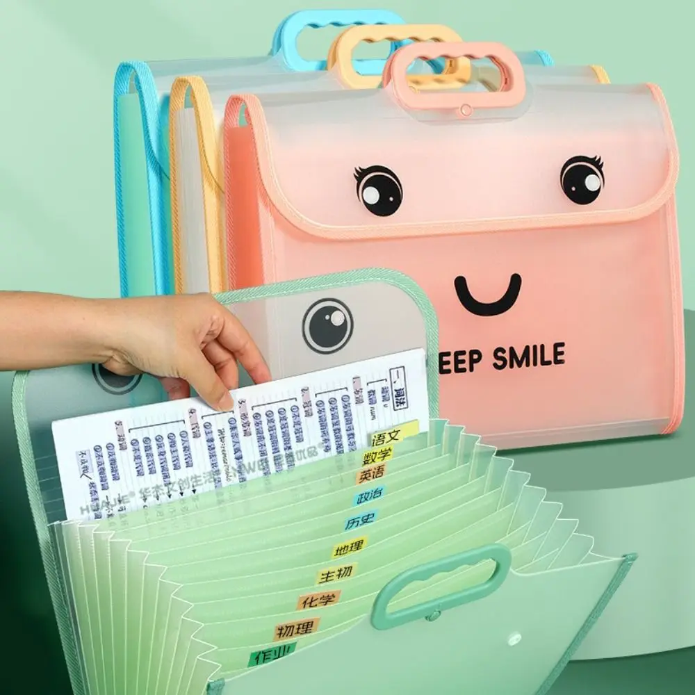 13 Pocket File Folders Portable A4 Letter Size Macaron Color Accordian Document Organizer Classroom Office Home Storage
