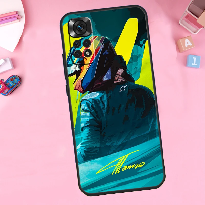 F1 Racing Fernando Alonso Case For Xiaomi Redmi Note 11 8 9 10 Pro 12 Turbo 8T 9S 10S 11S 12S Redmi 12C 10C 9C Cover