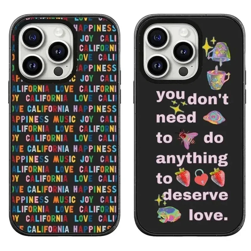 

2.0 Acrylic Black Border Colorful Letters Pattern iPhone 11 12 13 14 15 Pro Max Protective Case