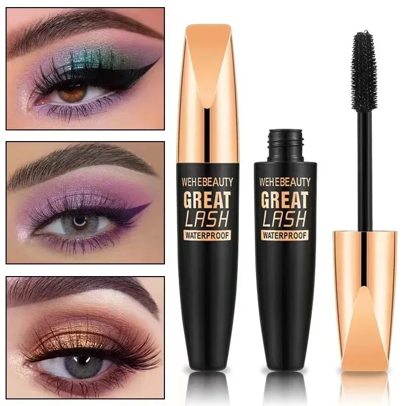 4d Seiden faser Wimpern Mascara 2 in 1 Mascara wasserdicht verlängern Kosmetik Augen Mascara Schiff Wimpern Curling dicken Augen Make-up