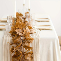 Yannew 8FT Terracotta Artificial Oak Leaf Garlands Brown Maple Leaves Vine for Table Centerpieces Wedding Floral Arrangements