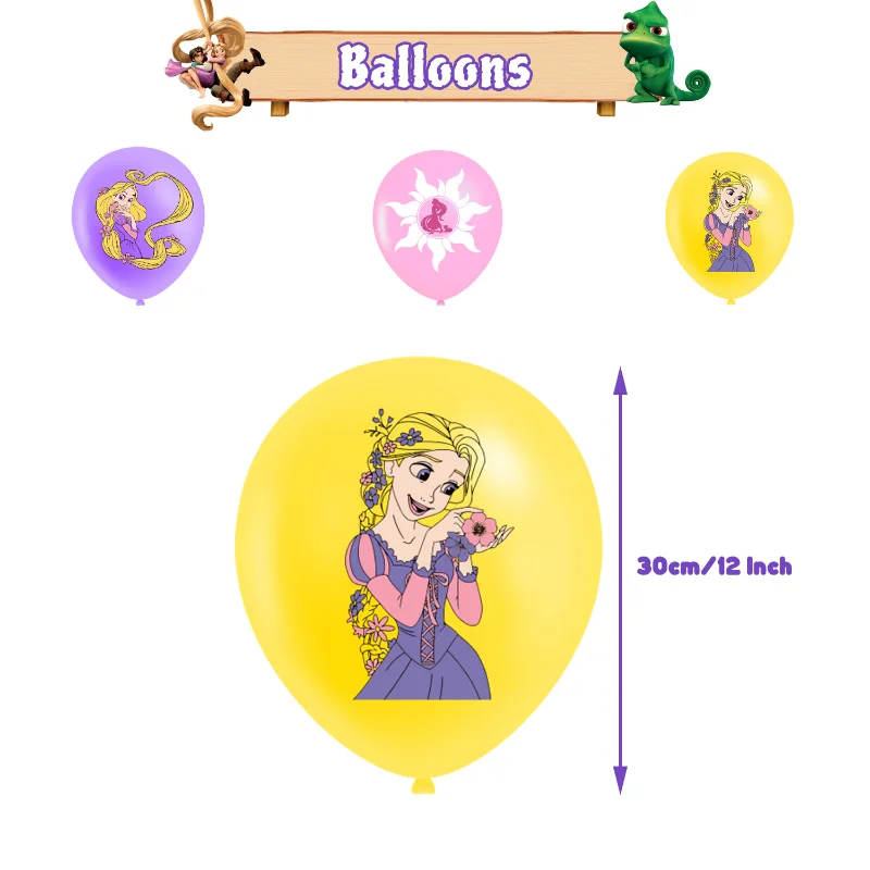 Disney Rapunzel Party Supplies Banner Cupcake Topper Balloons Children\'s Birthday Party Decorative Prop cake decoration for kids